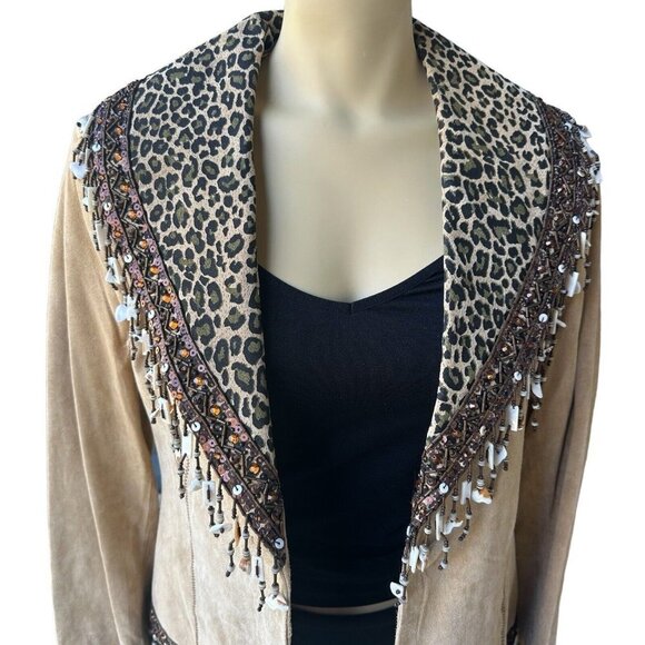 VTG Pamela McCoy‎ Western Jacket Leather Women's Brown Embellished Size S NWT - Picture 6 of 13
